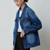 namcoverse namcoverse-2024New Spring Autumn Single-breasted Womens Denim Jacket Coat Loose Long Sleeve Tops Casual Jean Coats Female Outerwear