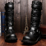 namcoverse namcoverse-New Men's Leather Motorcycle Boots Military Boots Gothic Belt Punk Boots Men's Shoes Outdoor Tactical Military Boots