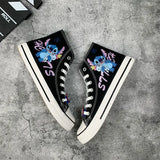 namcoverse namcoverse-Lilo & Stitch Canvas Shoes Cute Cartoon Little Monster Pattern Shoes Fashion Casual Sports High and Low Canvas Shoes