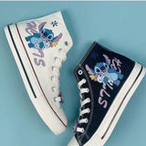 namcoverse namcoverse-Lilo & Stitch Canvas Shoes Cute Cartoon Little Monster Pattern Shoes Fashion Casual Sports High and Low Canvas Shoes