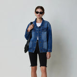 namcoverse namcoverse-2024New Spring Autumn Single-breasted Womens Denim Jacket Coat Loose Long Sleeve Tops Casual Jean Coats Female Outerwear