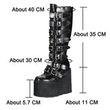 namcoverse namcoverse-Punk Women Boots Ladies Cosplay High Boots Comfort Long Tube Leather Boots Black Platform High Wedges Women Shoes Gothic Style