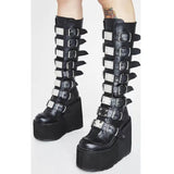 namcoverse namcoverse-Punk Women Boots Ladies Cosplay High Boots Comfort Long Tube Leather Boots Black Platform High Wedges Women Shoes Gothic Style