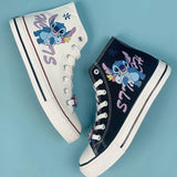 namcoverse namcoverse-Lilo & Stitch Canvas Shoes Cute Cartoon Little Monster Pattern Shoes Fashion Casual Sports High and Low Canvas Shoes