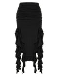 namcoverse-High Waist Bodycon Long Skirt For Women  Casual Hollow Out Tassel Faldas Ajustadas Side Slit Party Maxi Skirts Woman