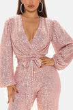 namcoverse Sequin V Neck Strappy Jumpsuits