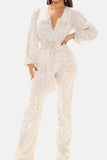 namcoverse Sequin V Neck Strappy Jumpsuits