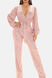 namcoverse Sequin V Neck Strappy Jumpsuits