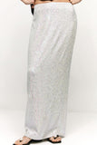 namcoverse Sequins Back Slit Midi Skirt