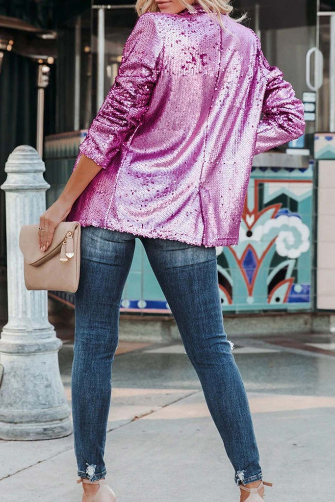 namcoverse Sequins Solid Color Long Sleeve Blazer