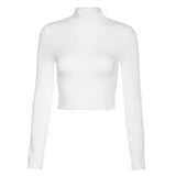 namcoverse namcoverse-Sexy Cross Bandage Backless Bare Midriff Short T Shirt Women Long Sleeves Bottoming Shirt Ladies Tee Shirt Tops Camisetas Mujer