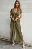 namcoverse Short Sleeve Knot Front Jumpsuits