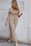 namcoverse Short Sleeve Knot Front Jumpsuits