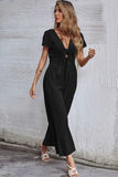 namcoverse Short Sleeve Knot Front Jumpsuits