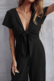 namcoverse Short Sleeve Knot Front Jumpsuits