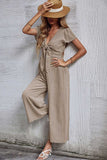 namcoverse Short Sleeve Knot Front Jumpsuits