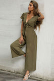 namcoverse Short Sleeve Knot Front Jumpsuits