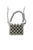 namcoverse Silver Grey Handmade Beaded Crossbody Bag