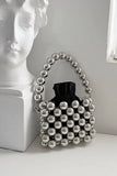 namcoverse Silver Grey Handmade Beaded Crossbody Bag