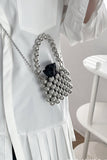 namcoverse Silver Grey Handmade Beaded Crossbody Bag