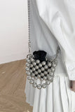 namcoverse Silver Grey Handmade Beaded Crossbody Bag