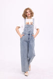 namcoverse Slant Pocket Wide Leg Denim Overalls