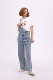 namcoverse Slant Pocket Wide Leg Denim Overalls