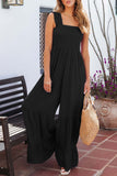 namcoverse Sleeveless Smocked Wide Leg Jumpsuits