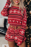 namcoverse Snowflake Deer Cropped Sweater Shorts Set