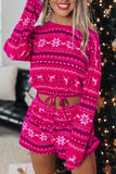 namcoverse Snowflake Deer Cropped Sweater Shorts Set