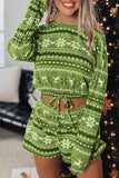 namcoverse Snowflake Deer Cropped Sweater Shorts Set