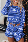 namcoverse Snowflake Deer Cropped Sweater Shorts Set