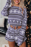 namcoverse Snowflake Deer Cropped Sweater Shorts Set