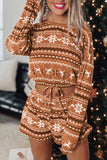 namcoverse Snowflake Deer Cropped Sweater Shorts Set