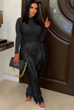 namcoverse Solid Bodysuit Fringe Long Pants Suits