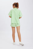 namcoverse Solid Button Through Drop Shoulder Shirt Shorts Set