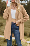 namcoverse Solid Cable Knit Long Cardigan