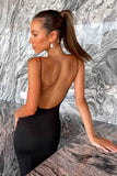 namcoverse Solid Color Backless Cami Dress