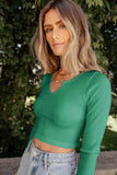 namcoverse Solid Color Bodycon Knit Crop Top