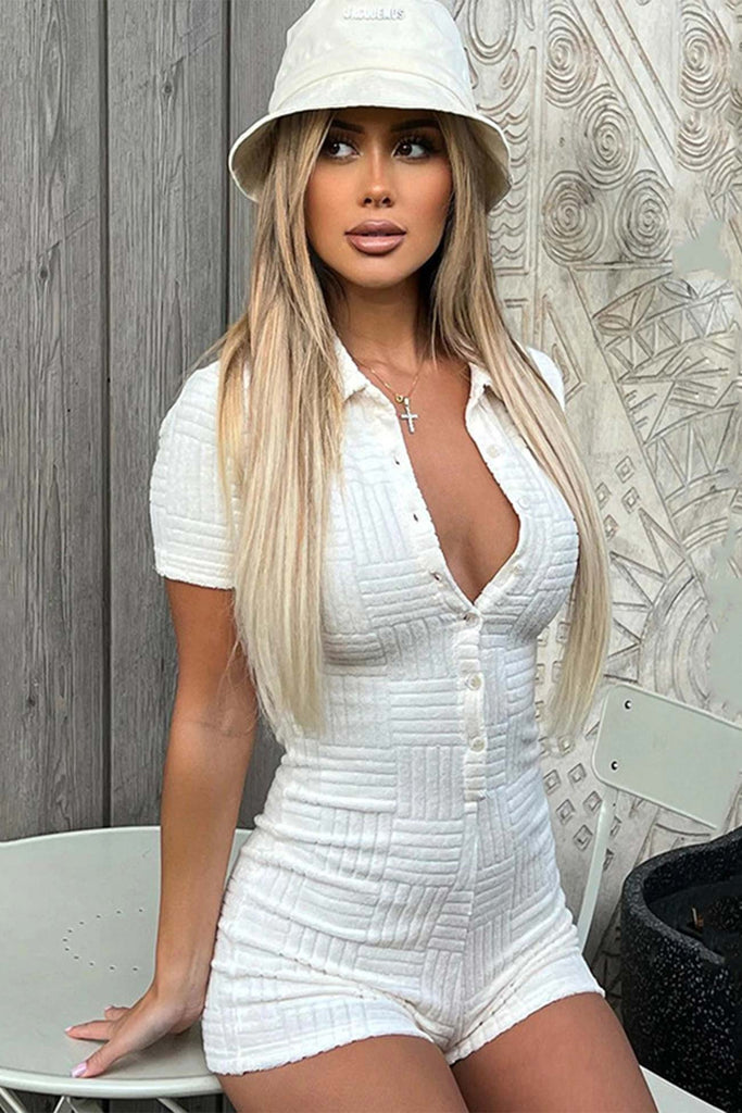 namcoverse Solid Color Button-Front Rompers