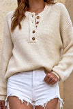 namcoverse Solid Color Button Up Casual Sweater