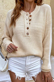 namcoverse Solid Color Button Up Casual Sweater