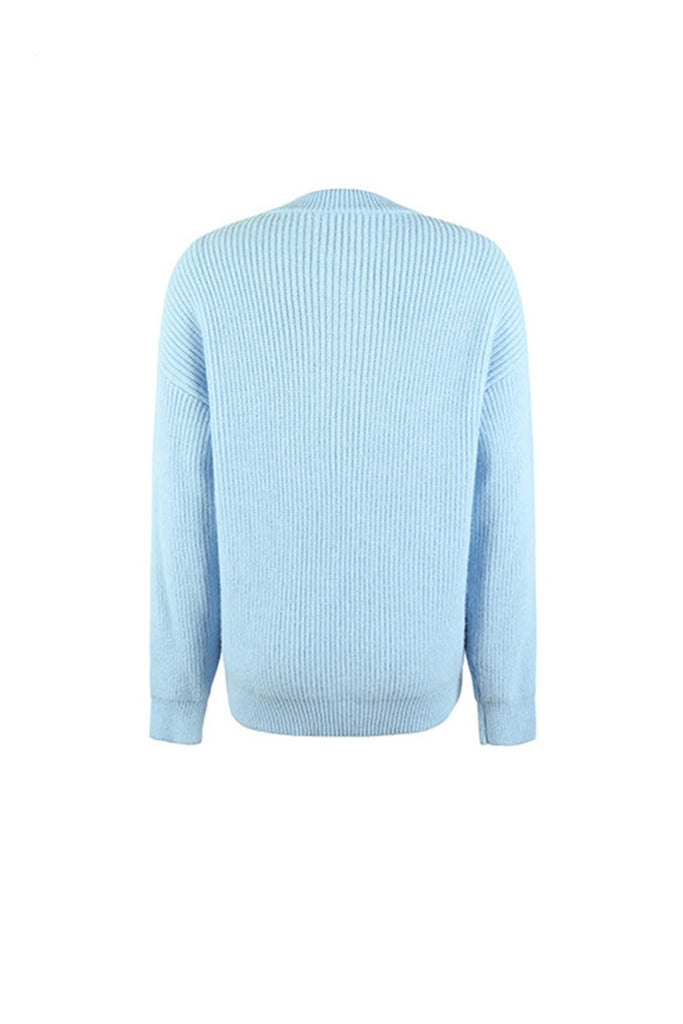 namcoverse Solid Color Button Up Casual Sweater