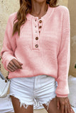 namcoverse Solid Color Button Up Casual Sweater
