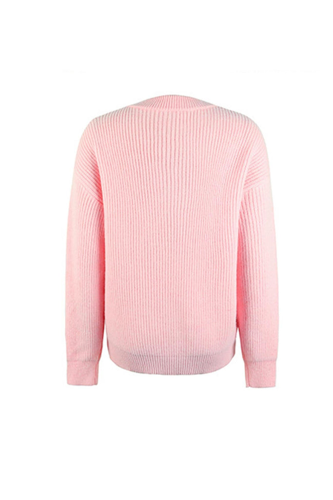 namcoverse Solid Color Button Up Casual Sweater