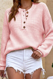 namcoverse Solid Color Button Up Casual Sweater