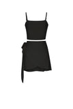 namcoverse Solid Color Cami Tops Strappy Ruched Skirt Suits