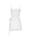 namcoverse Solid Color Cami Tops Strappy Ruched Skirt Suits