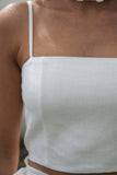 namcoverse Solid Color Cami Tops Strappy Ruched Skirt Suits