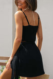 namcoverse Solid Color Cami Tops Strappy Ruched Skirt Suits